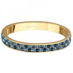 Браслет Квадро (кристаллы SW джинс, аквамарин; покрытие золото)