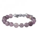 Браслет Селена (аметист 8мм темно-фиолетовый; покрытие родий) 17-21см