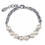 Браслет (жемчуг белый 6мм; покрытие родием) 18-21см