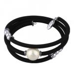 Браслет Гевея (Майорка 14мм белая, каучук черный; покрытие родий)