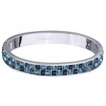 Браслет Квадро (кристаллы SW джинс, аквамарин; покрытие родий)