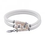 Браслет Гевея (жемчуг белый, каучук белый; покрытие родий)