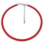 Колье (вставки: Текстиль красный; покрытие: Родирование)JHN9729