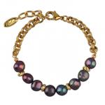 Браслет (жемчуг бензиновый 6мм; покрытие золото) 18-21см