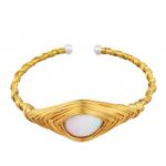 Браслет (жемчуг белый; покрытие золото)