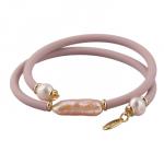 Браслет Гевея (жемчуг розовый, каучук розовый; покрытие золото)