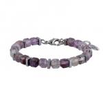 Браслет Селена (аметист 8мм; покрытие родий; 17-21см)