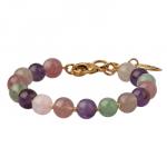 Браслет Селена (кварц 8мм микс; покрытие золото) 17-21см