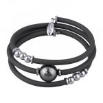 Браслет Гевея (Майорка 14мм темно-серая, каучук графит; покрытие родий)