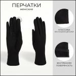 Перчатки женские замшевые, безразмерные, сенсорные, без утеплителя, чёрная