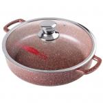 Жаровня литой алюминий 4,5л 30*9,5см «Шоколад» со стеклянной крышкой ж6130аш