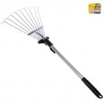 Грабли веерные раздвижные алюминивые малые с телескопическим черенком 9 зубьев 730мм ДоброСад