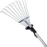 Грабли веерные раздвижные алюминивые малые с телескопическим черенком 9 зубьев 730мм ДоброСад