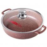 Жаровня литой алюминий 3л 26*7см «Шоколад» со стеклянной крышкой ж2611аш