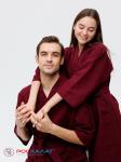 Вафельный халат Кимоно унисекс "Ромбы" бордовый В-12 (15)