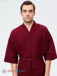 Вафельный халат Кимоно унисекс "Ромбы" бордовый В-12 (15)