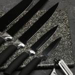 Набор кухонных принадлежностей Доляна «Супер-блек», 6 предметов: ножи 19 см, 23 см, 32 см, 32 см, керамическая овощечистка, 32?4 см, чёрный