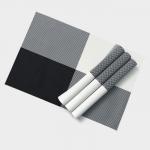 Салфетки сервировочные на стол Доляна «Настроение», 45?30 см, 4 шт., бело-чёрные