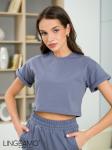 Трикотажный женский кроп-топ LINGEAMO серый ВФ-15 (84)