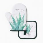 Кухонный набор «Алоэ вера»: варежка-прихватка 20?27 см, прихватка 17?17 см