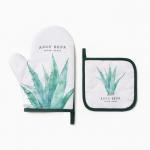 Кухонный набор «Алоэ вера»: варежка-прихватка 20?27 см, прихватка 17?17 см