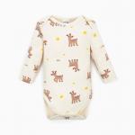 Боди детское «Крошка Я» Mery Xmas, рост 62-68 см, бежевое