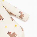 Боди детское «Крошка Я» Mery Xmas, рост 62-68 см, бежевое