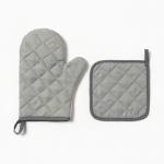 Кухонный набор «Доляна» Coffee & dogs: варежка-прихватка, прихватка, серый