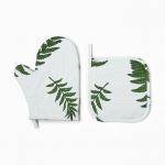 Кухонный набор «Папоротник»: варежка 20?27 см, прихватка 19?19 см, репс 220 г/м?, 100% хлопок