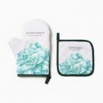 Кухонный набор «Суккулент»: варежка-прихватка 20?27 см, прихватка 17?17 см