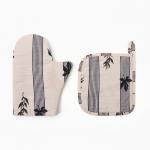 Кухонный набор «Этель» Leaves: варежка-прихватка, прихватка 100% хлопок, репс 220 г/м?