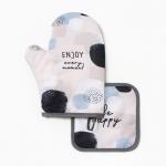 Кухонный набор Be happy: варежка-прихватка 20?27 см, прихватка 17?17 см