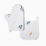 Кухонный набор Этель «Полевые цветочки»: варежка 20?27 см, прихватка 19?19 см, рогожка 176 г/м?, 100% хлопок