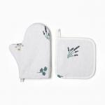 Кухонный набор Этель «Полевые цветочки»: варежка 20?27 см, прихватка 19?19 см, рогожка 176 г/м?, 100% хлопок