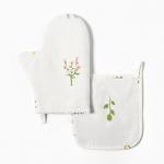 Кухонный набор Этель «Цветочек»: варежка 20?27 см, прихватка 19?19 см, саржа 190 г/м?, 100% хлопок