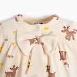 Боди - платье детское «Крошка Я» Merry Xmas, рост 80-86 см, бежевое