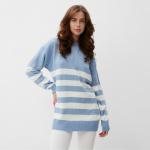 Джемпер женский MINAKU: Casual collection, экрю, синий, размер 50