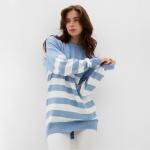 Джемпер женский MINAKU: Casual collection, экрю, синий, размер 50