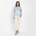 Джемпер женский MINAKU: Casual collection, экрю, голубой, размер 46