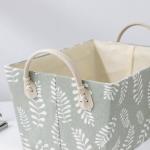 Корзина для хранения с ручками Доляна «Листья», 31.5?21?21 см, серо-зелёная