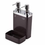 Серия V?VA E10Кухонный дозатор пластиковый двойной, объём 0,3л и 0,6л, с контейнером для губки. Размер: 12,5х13,5х22 см.