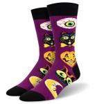 В мире животных | Носки Праздничные всевидящие котики и мудрейшие совушки, р-р 38-44 (фиолетовый,черный)