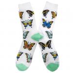В гармонии с природой | Носки Разноцветные бабочки, р-р 36-40 (белый/бирюзовый)