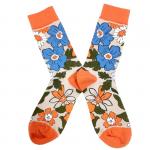 Анна Земанкова | Носки "Сатиновый коллаж. 1960г", р-р 36-38 (оранжевый, голубой, бежевый)