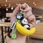 В мире животных | Объемный брелок Панда на банане, р-р 7,2см (в холщовом мешке)