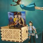 Мир Миядзаки | Музыкальная шкатулка "Небесный замок Лапута. Сита и Падзу", 6,5х5,2см (крафтовый)