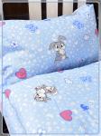 Детское постельное белье бязь Зайки серые вид 4/5 голубой