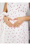 Ж-8.1680 Комплект для беременных (халат, сорочка) белый, сердечки