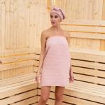 Набор для бани и ванной Этель «Вафля» полотенце 70?140 см+чалма 21?25 см, розовый