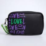 Сумка детская Love, искусственная кожа, на ремешке, черная, 18?11?6 см